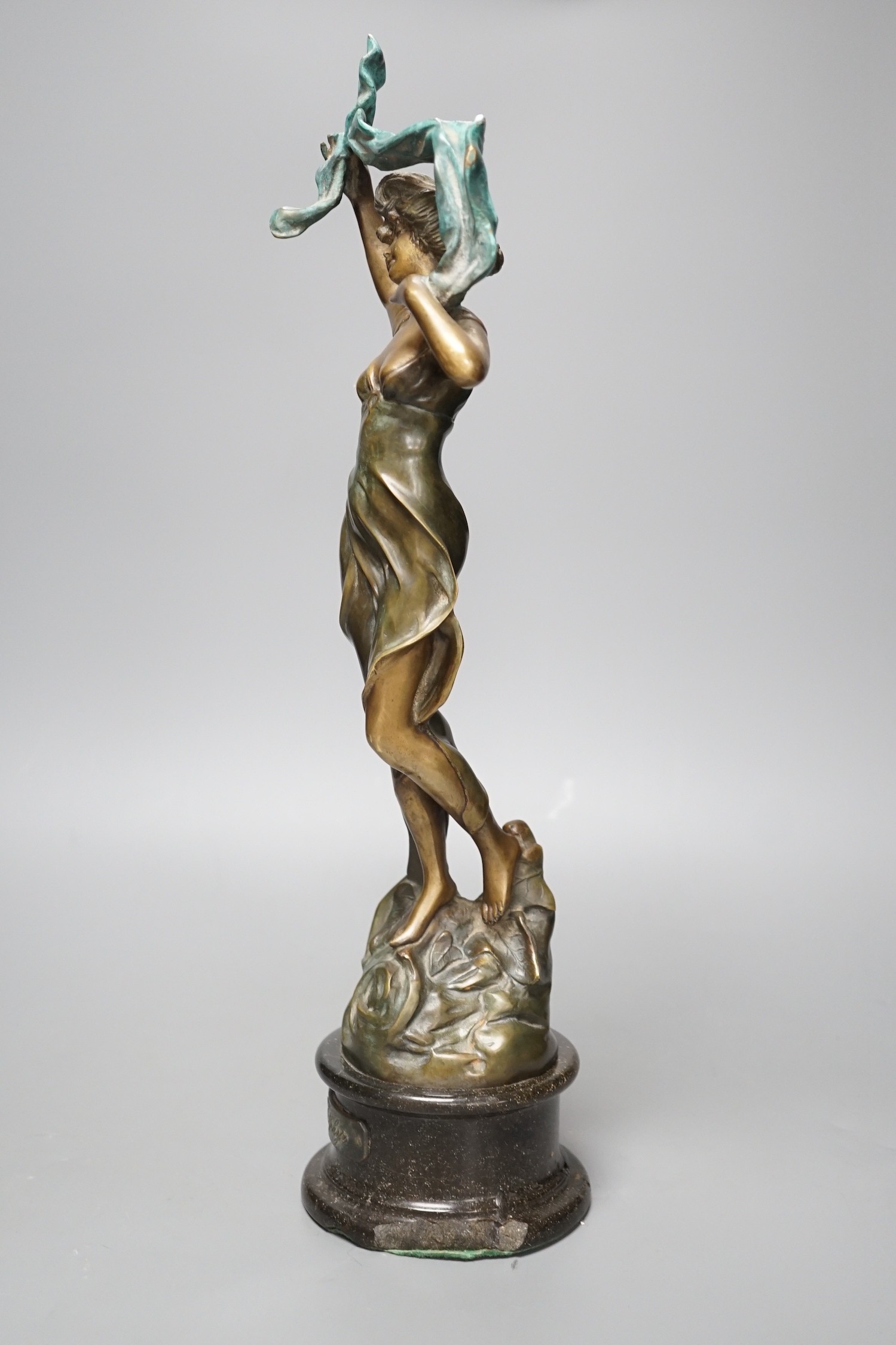 After Paladini, bronze figure titled ‘Zephyr’, apocryphal date 1912, 45.5cm